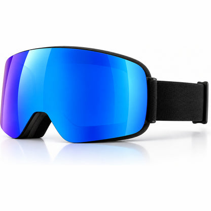 ArcticVision Pro Skibrille in Blau mit blau verspiegelter Scheibe und schwarzem Band, Seitenansicht
